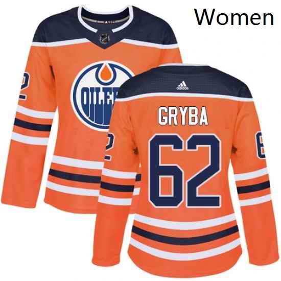 Womens Adidas Edmonton Oilers 62 Eric Gryba Authentic Orange Home NHL Jersey